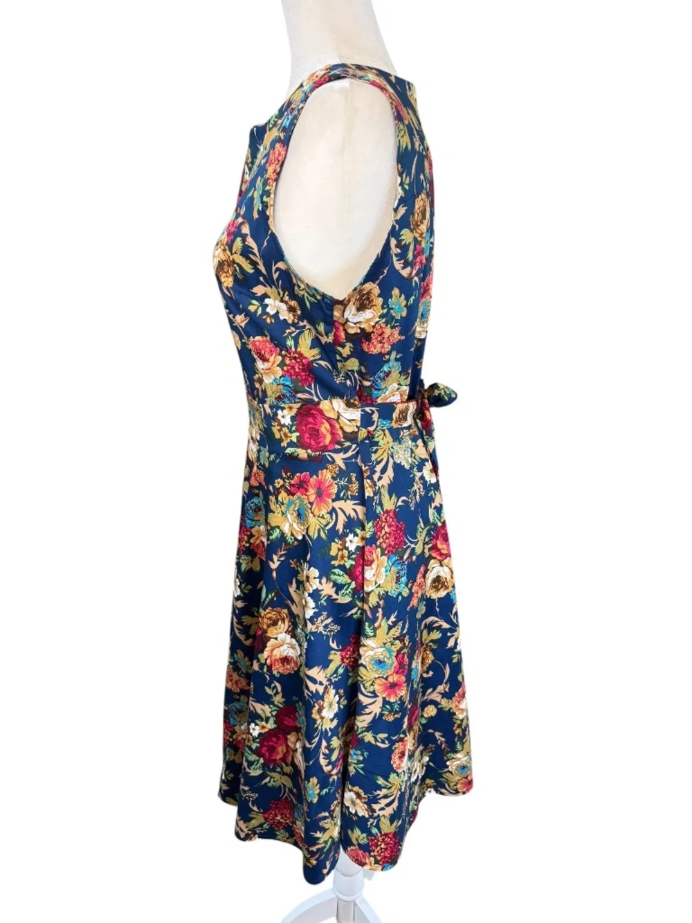 Blue Floral Midi Tea Dress Size Large